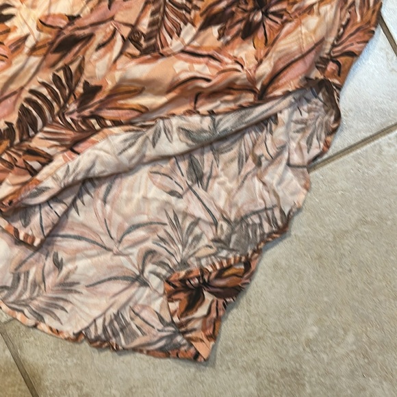 Vici Peach Tropical Floral Palm Print Button Front Maxi Dress S Beach Summer - Picture 7 of 8